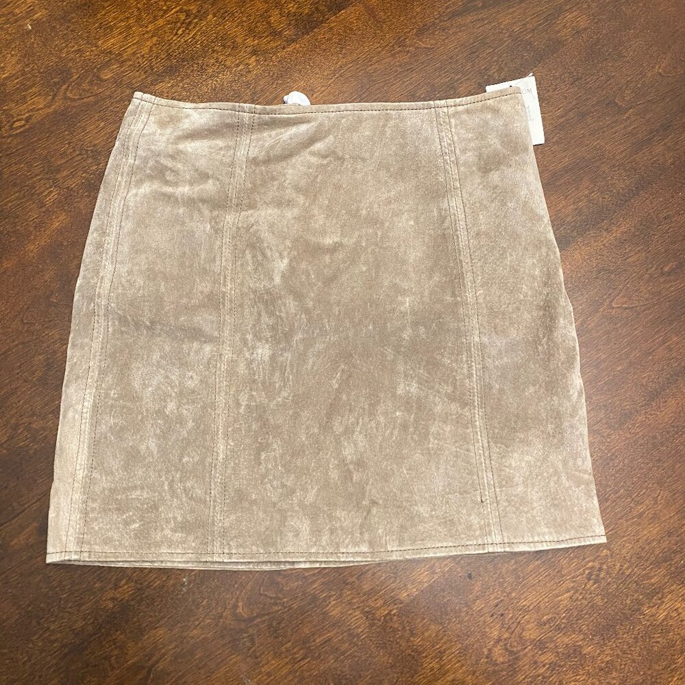 NWT BLANKNYC Women's Suede Midnight Toker Brown Lined Mini Skirt w/ Slit Size 25